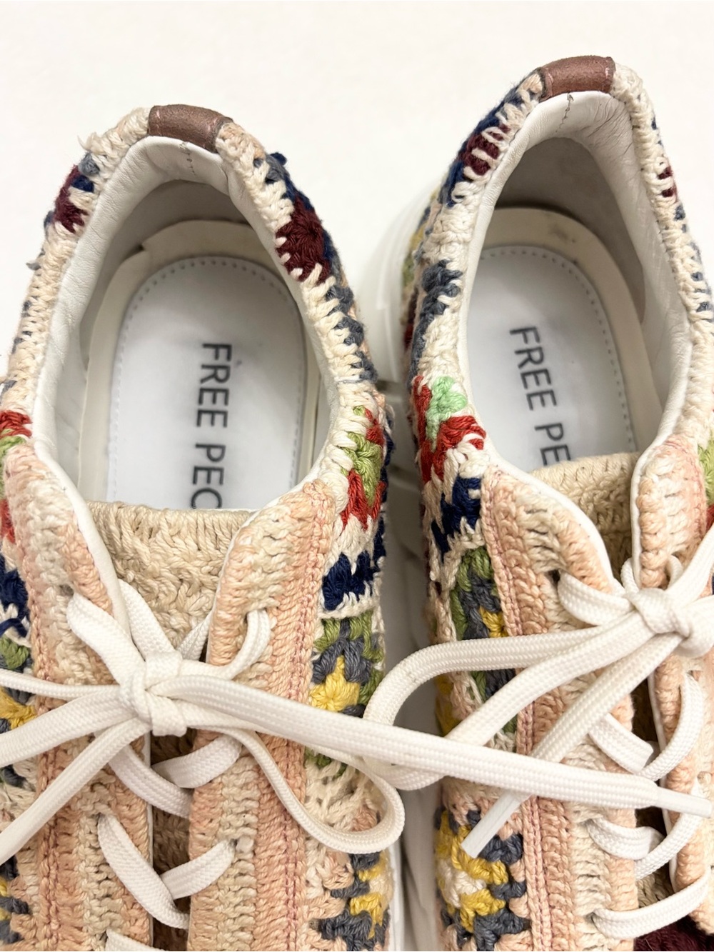 Free People Catch Me If You Can Multicolor Crochet Patchwork Platform Sneakers - Picture 9 of 14